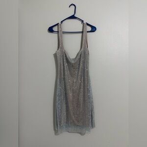 Silver Mesh Sleeveless Dress